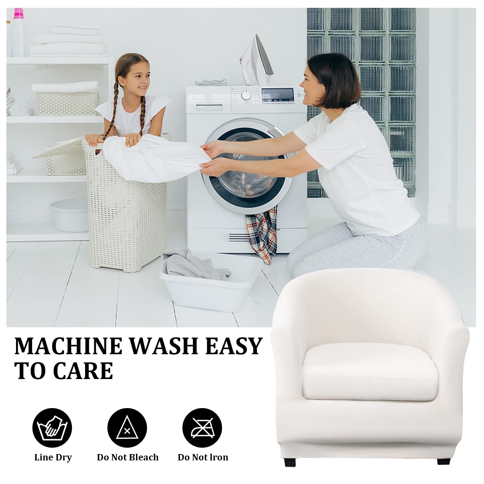 Lydevo Copripoltrona 1 Posto Elasticizzato, con Cuscino Separato,Fodere per Poltrona da Cocktail Universale Lavabile Rimovibile,Coperture Protettive per Tullsta,Bianco