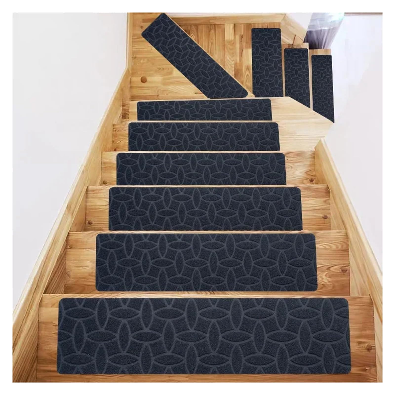 GIYXHU Stair Treads 8/10 Pcs Stair Tread Carpet Mats Self Adhesive Non-Slip Water Absorption Stair Mat Mute Floor Mats Pad(Grey,30inx8in-10PCS)
