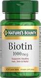 Nature's Bounty Biotin, Supports Metabolism for Energy and Healthy Hair, Skin, and Nails, 1000 mcg, 100 Tablets