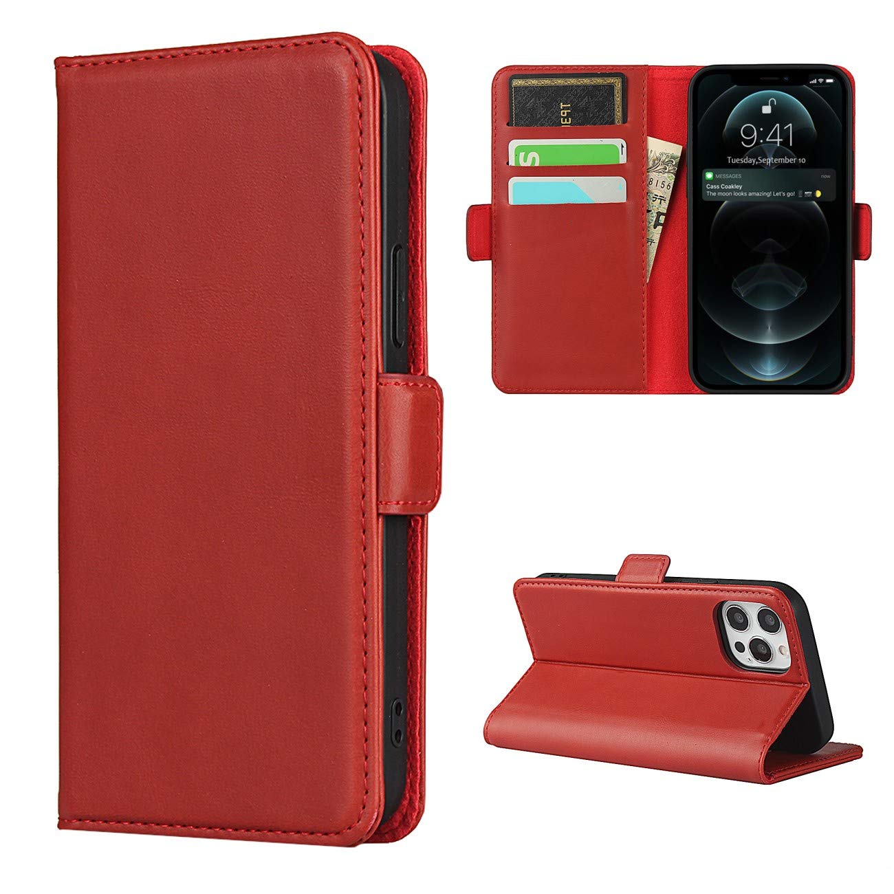 Coque IPhone 12/12 Pro Avec Cordon,Cuir Véritable Flip