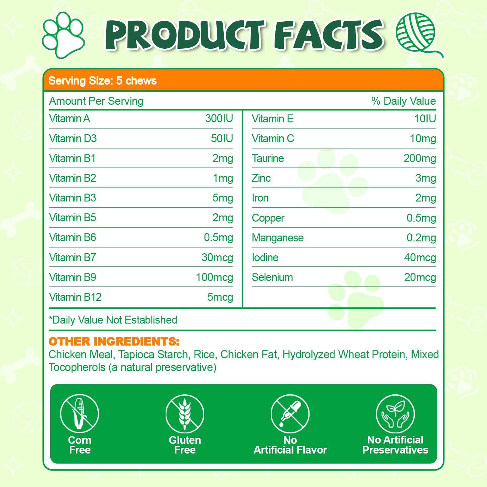 Taurina para Gatos Vitaminas - 500 Golosinas, 19 en 1 CardíAca & Visión Felina, Energía & Vitalidad, Inmune, Multivitamínico para Gatos Taurina, Minerales, Premios Vitaminados para Gato