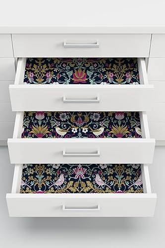 Miniatura 4 de Papel tapiz de ladrón de fresas, papel tapiz adhesivo negro de William Morris, papel adhesivo gótico extraíble, de pájaros, papel de pared apto para