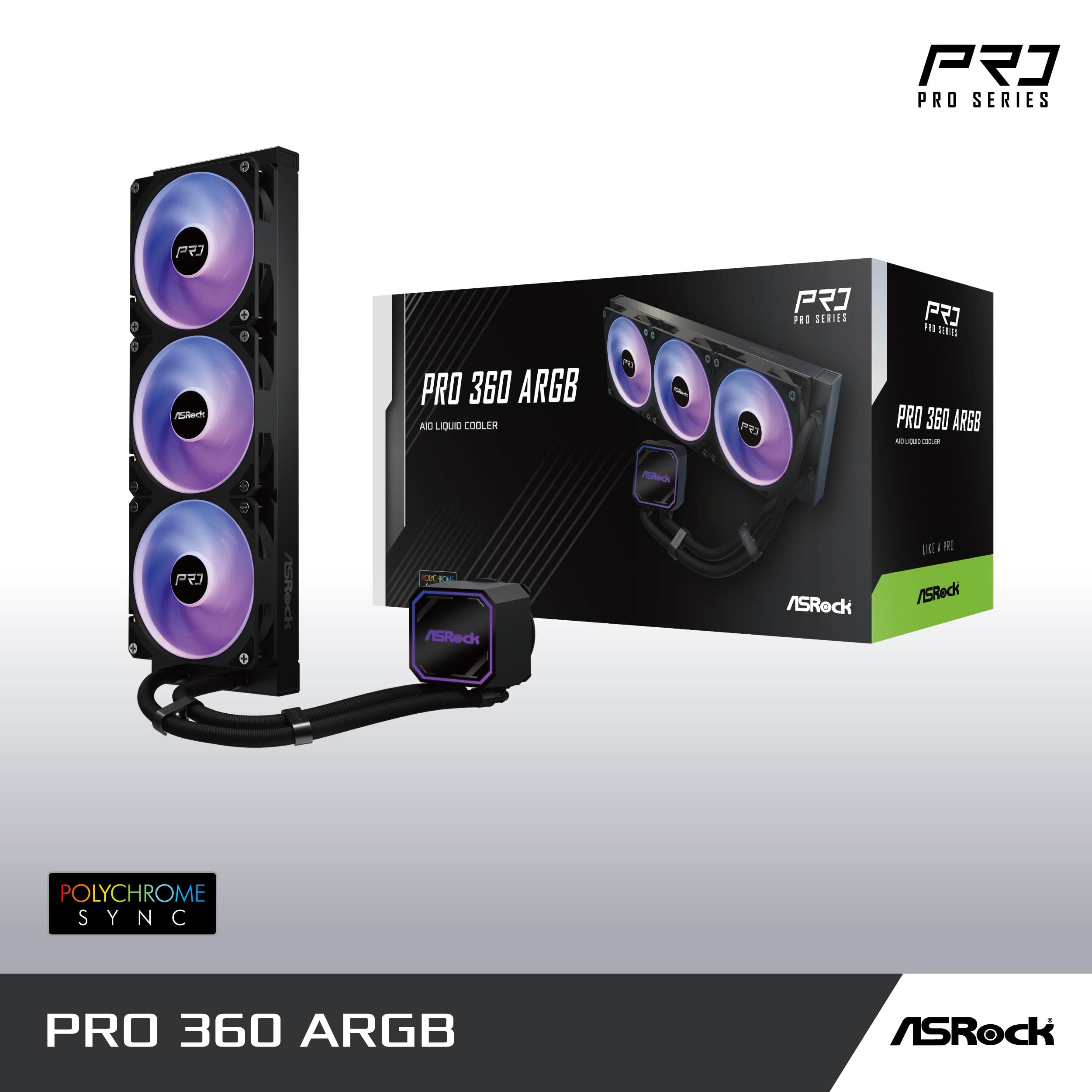 ASRock CPC Pro 360 ARGB 90-APRA36-BAAGA6 CPU-Wasserk?hler ? 360?mm ? ARGB ? Triple-Fan ? Schwarz