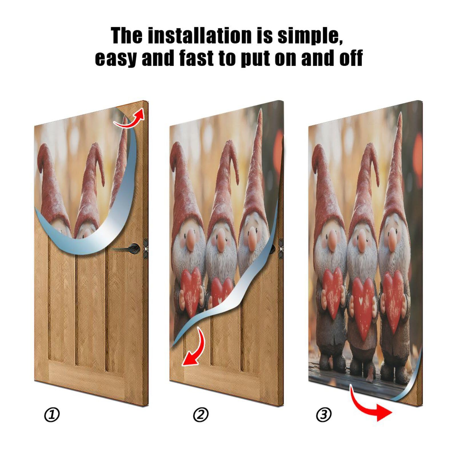 FLildon Valentine's Day Gnomes Door Cover Decoration, Party Accessory Porch Decor for Festive Ornament Room Door Covers 36 x 98 Inch