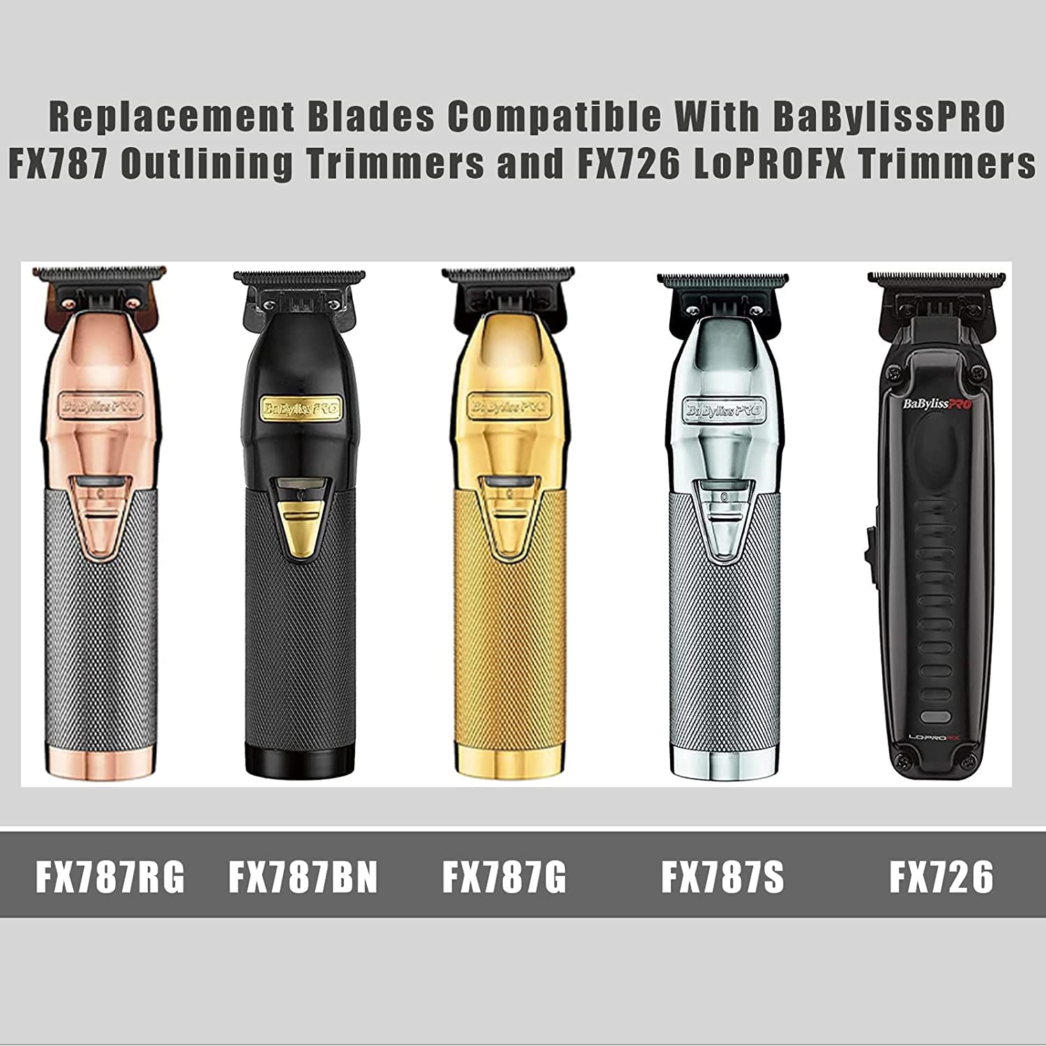 Lame di ricambio Gold FX compatibili con lame per trimmer BaByliss, lame di ricambio DLC compatibili con trimmer BaBylissPRO FX787 e FX726
