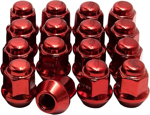 Wheel Accessories Parts 16 tuercas de 3/8"-24 roscas de 1.102 in 1.10" de largo, color rojo, 0.669 in hexagonales, para Polaris Pheonix Ranger
