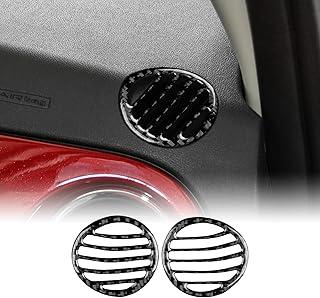 KUNGKIC For Fiat 500 2008-2023 Abarth 595 2012-2023 Car Dashboard Central Control Side Air Outlet Vent Frame Carbon Fibre Sticker Decorative Interior Accessories Gift (Black)