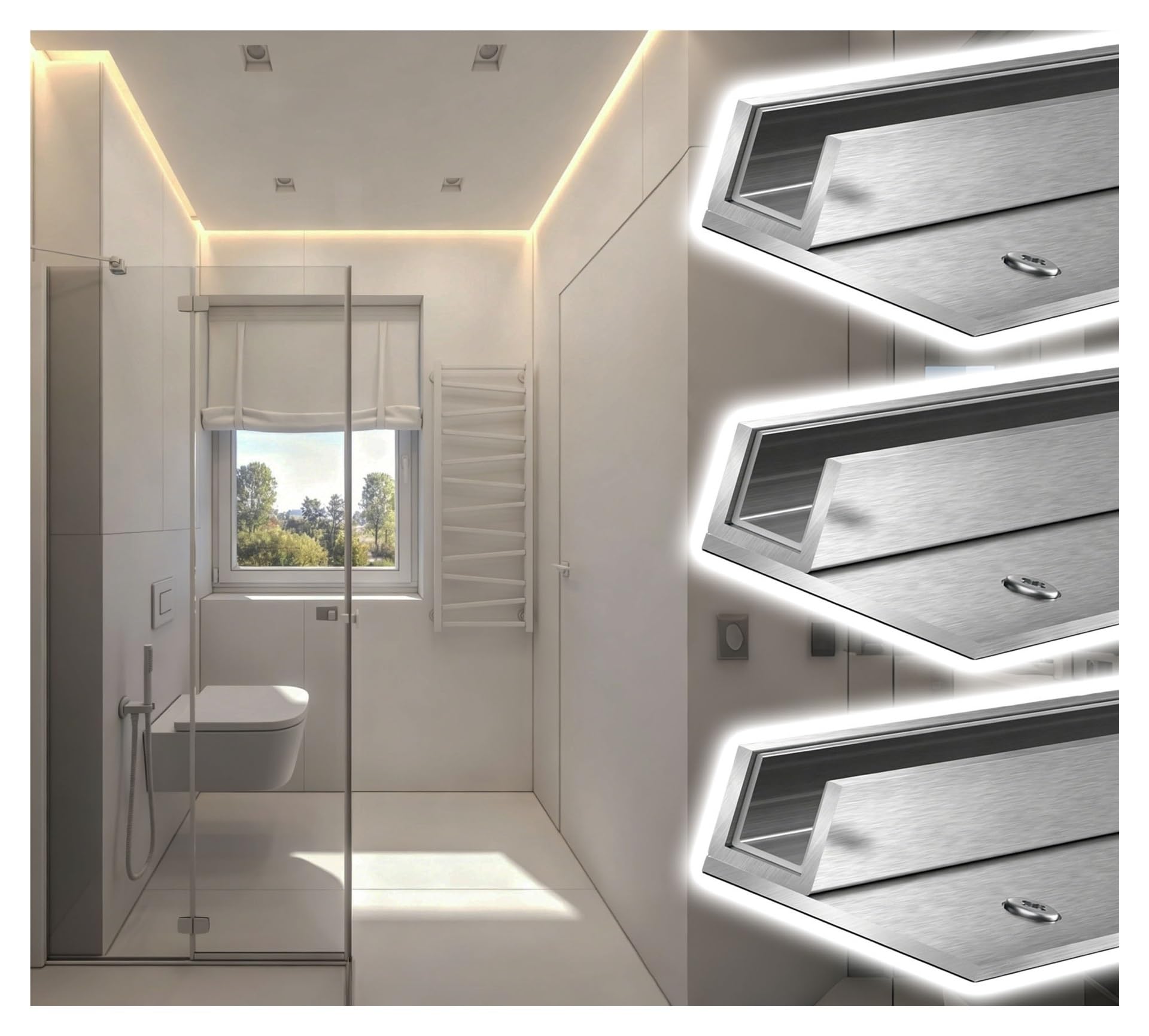 Rail fixe en acier inoxydable type F pour alignement parfait de porte en verre