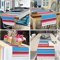 Vista 35 de Table Runner Mexican Handwoven Cotton Serape for Party Wedding and Home Decorations,14x108Inch, Long (1, 14x108/Purple)