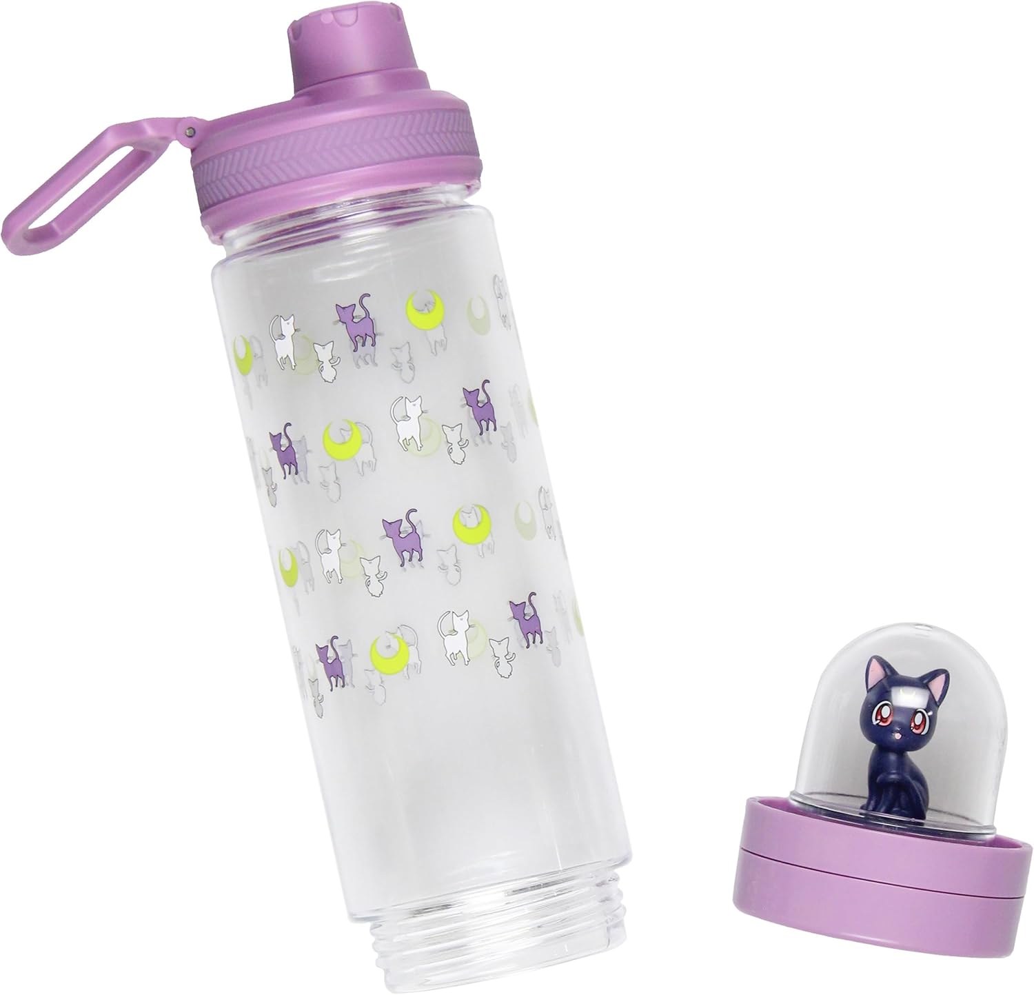 JUST FUNKY Sailor Moon Artemis Drinking Plastic Water Bottle With Inside Character Mold With Screw Top Lid | BPA Free | 17 oz.