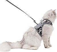 Vista 18 de Arnés de gato con correa, ajustable para gatos, chaleco acolchado para gatos, Black Plaid