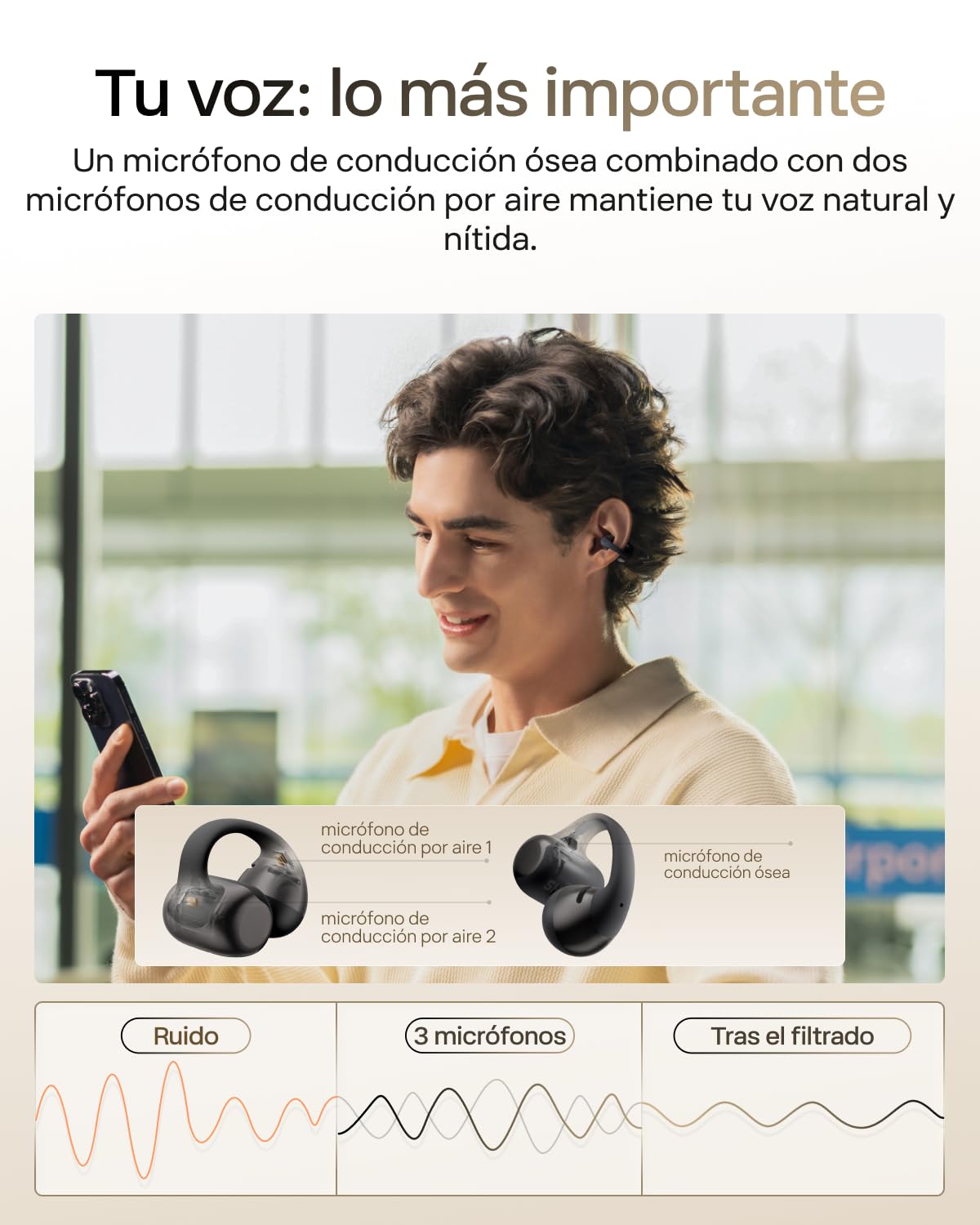 SHOKZ Auriculares Open-Ear Clip-on OpenDots 2,Dolby Audio,40h batería,Negro | con Grave Profundo | Reducción Ruido con IA | Bluetooth 6.1 | Resistentes al Agua IP57 | Carga rápida inalámbrica