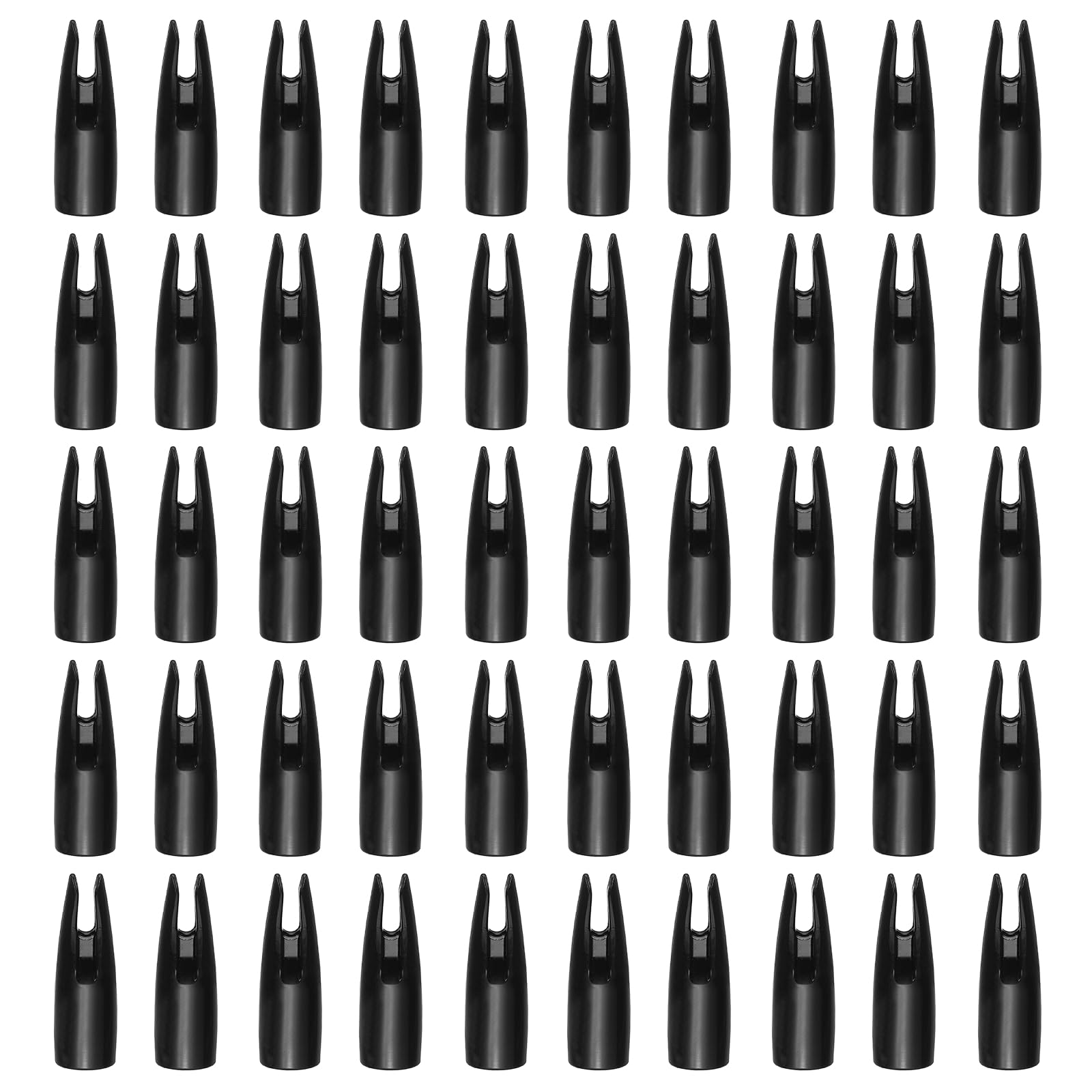 YELARXI Archery Arrow Nocks, 8MM/0.31" ID Plastic Nocks Glue on Replacement Arrow Tail-Fitting For (DIY Hunting/Compound/Recurve Bow/Compound Bow) & 50 Pcs & Plastic & Black