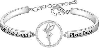 Faith Trust and Pixie Dust Bracelet Fairy Angel Wings Jewelry Gifts for Princess Girls Women