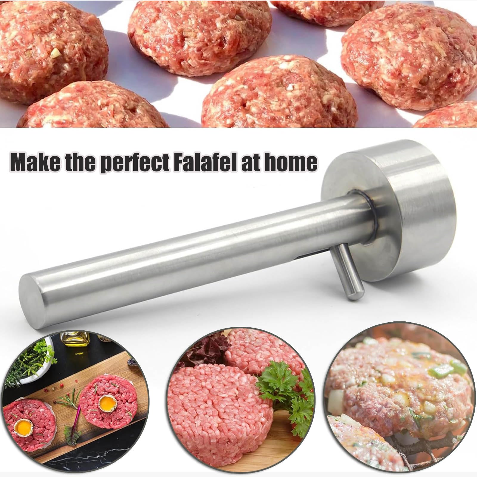 Falafel Portionierer, Paletta Professionale per Falafel, Paletta per Falafel da 4 cm, in Acciaio Inox,Spessa Falafel Maker Scoop, Acciaio Inox Paletta per Falafel per Fare Falafel/Polpette