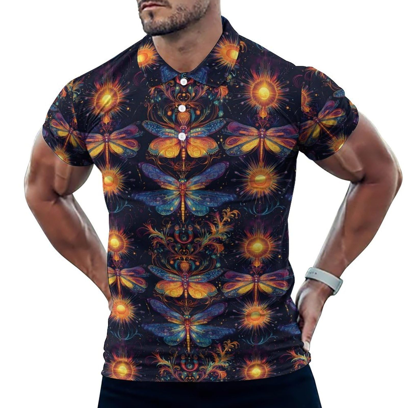 Polo de golf pour homme imprimé libellule et coupe sèche confortable - 8