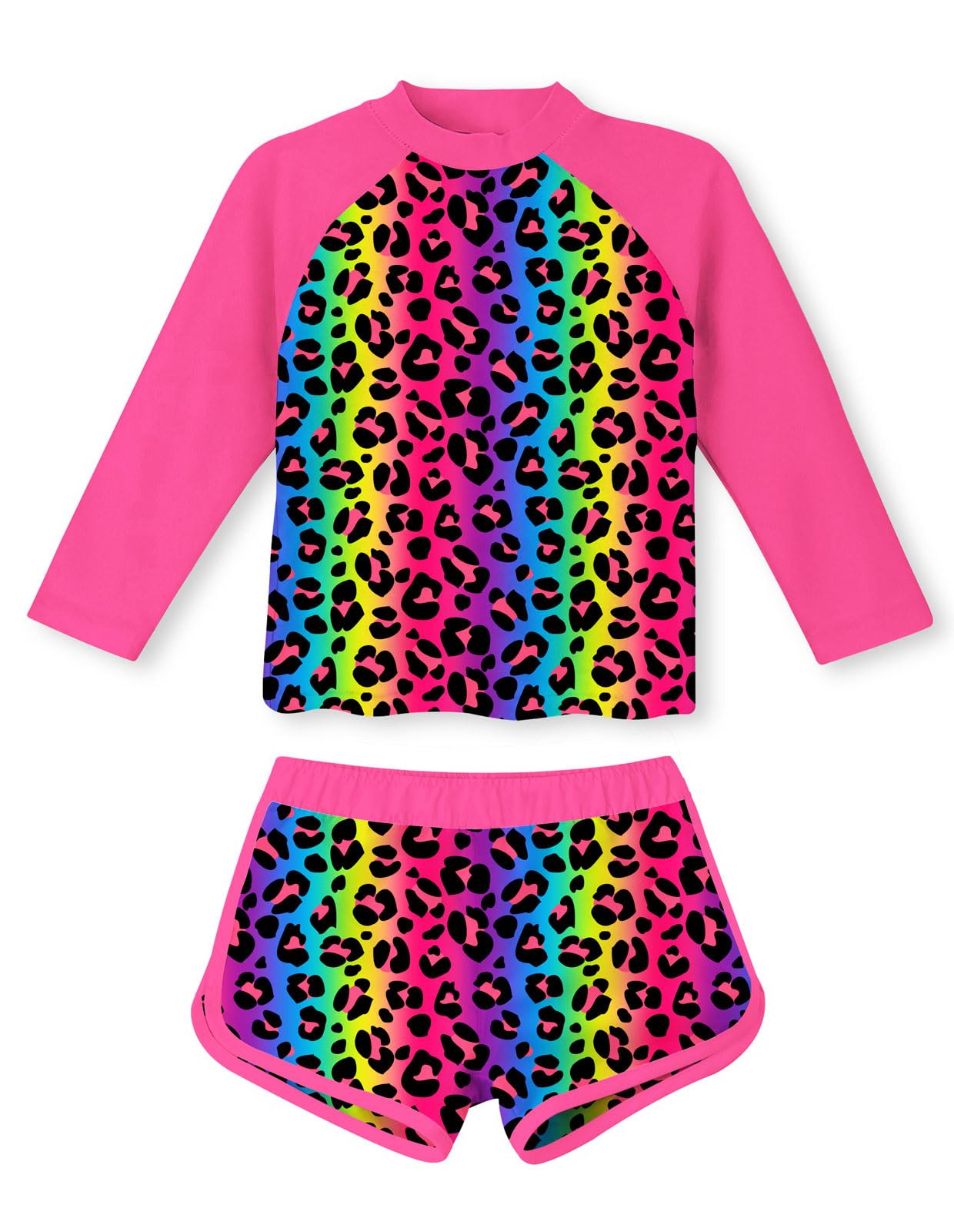 Girls 2 Pieces Rash Guard Swimsuit Long Sleeve Tankini for 4-10Y