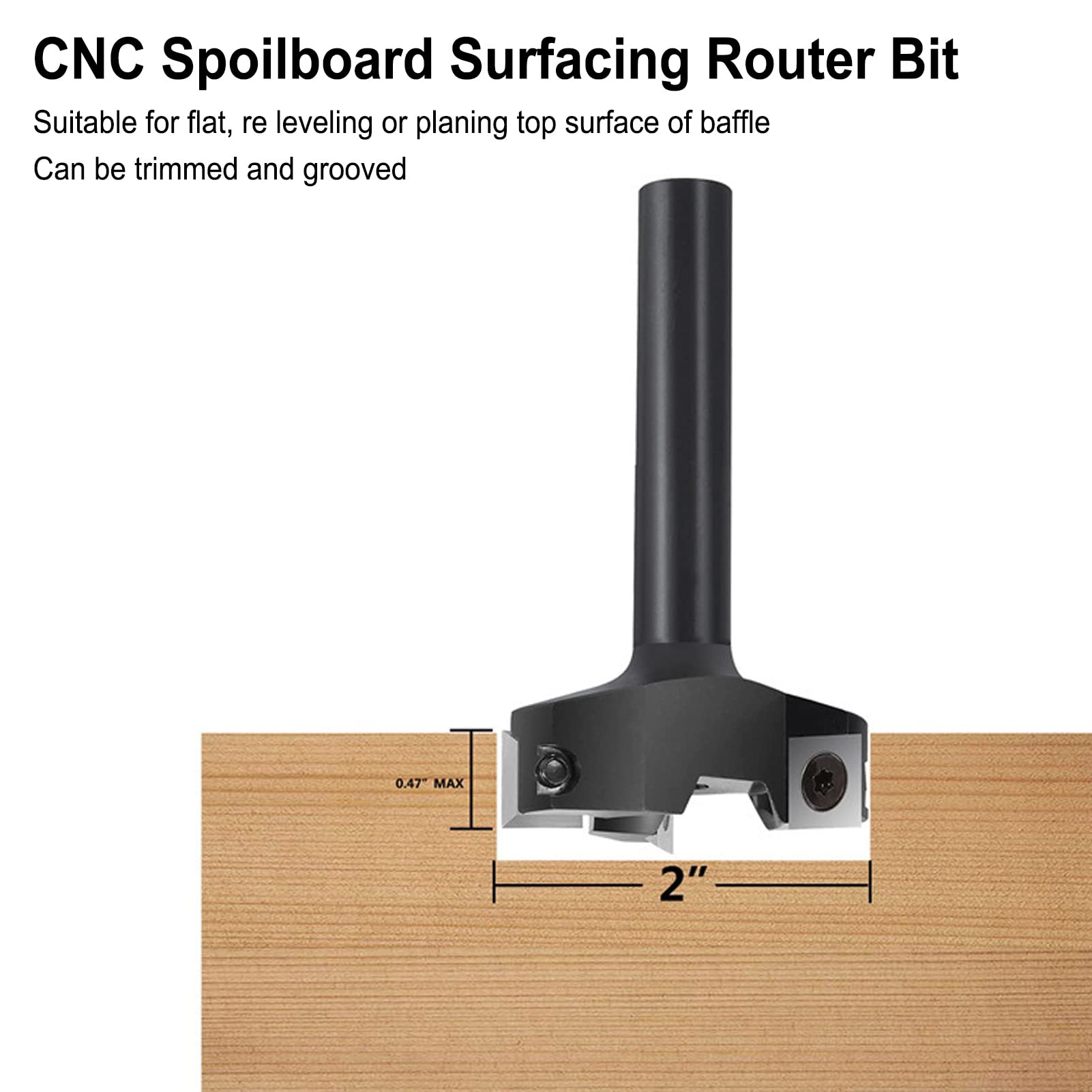 Fresa per Fresatura CNC Spoilboard, Utensile per Bordatura a 4 Scanalature Antiruggine per Appiattimento e Piallatura di Lastre, Carburo di Alta qualità, 1 Pezzo
