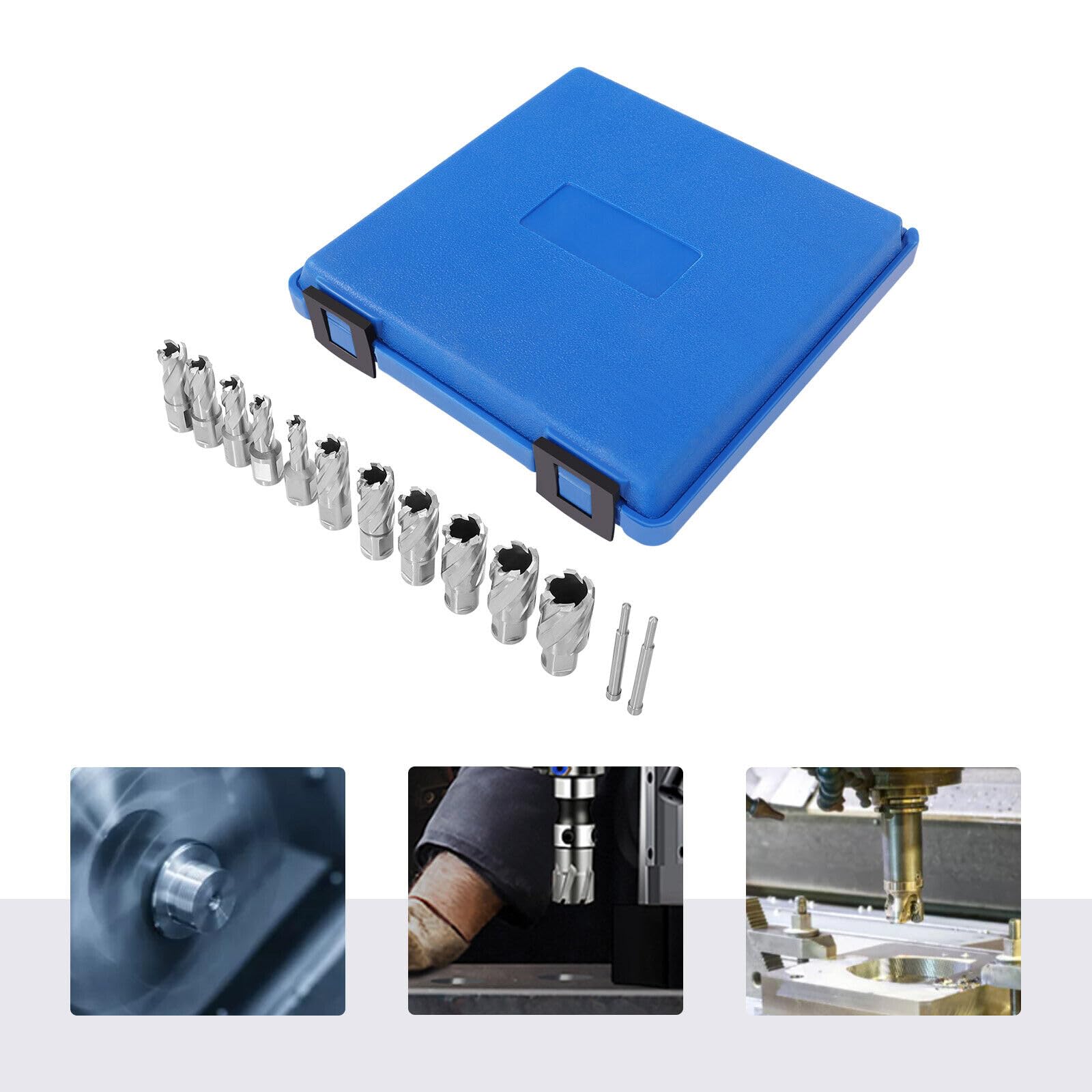 YINZINR 13Pcs/Set Annular Cutter, Cutting Diameter 7/16 to 1-1/16 Inch, Depth of Cut 1”, Three-edge Segment Cutting