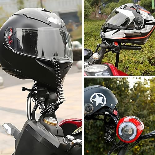 Miniatura 6 de HZEL Cerradura para casco de motocicleta, cerradura retráctil de cable de bicicleta pequeña con código de combinación de 4 dígitos, accesorios de