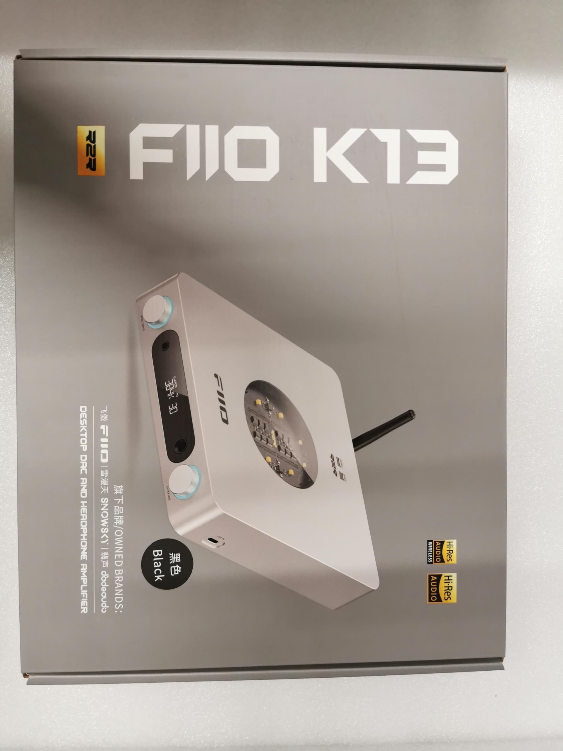 FiiO K13 R2R DAC de escritorio y amplificador de auriculares, DAC R2R de alta fidelidad de 24 bits, potente salida de 2400 mW, transmisión Bluetooth LDAC, fuente de alimentación dual, PEQ de 10 bandas