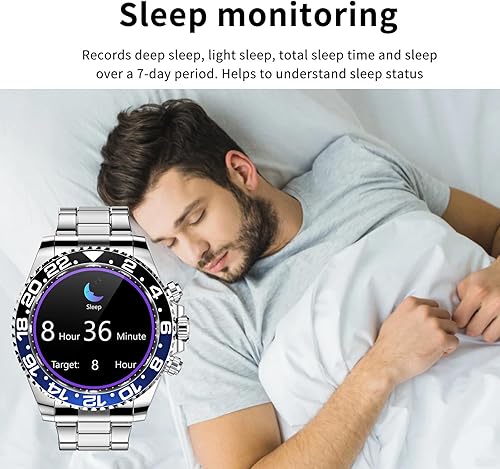 Miniatura 2 de Reloj inteligente para teléfonos Android, contestar llamadas, recordatorio de SMS, reloj inteligente compatible con iPhone, Bluetooth, acero