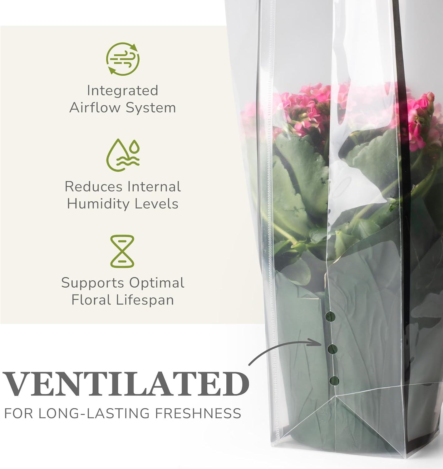 14 Reusable Floral Vase Bag for Bouquets - Portable Flower Bouquet Bags with Ventilation Holes and Ergonomic Handles, Gift-Ready, Tuxedo Black