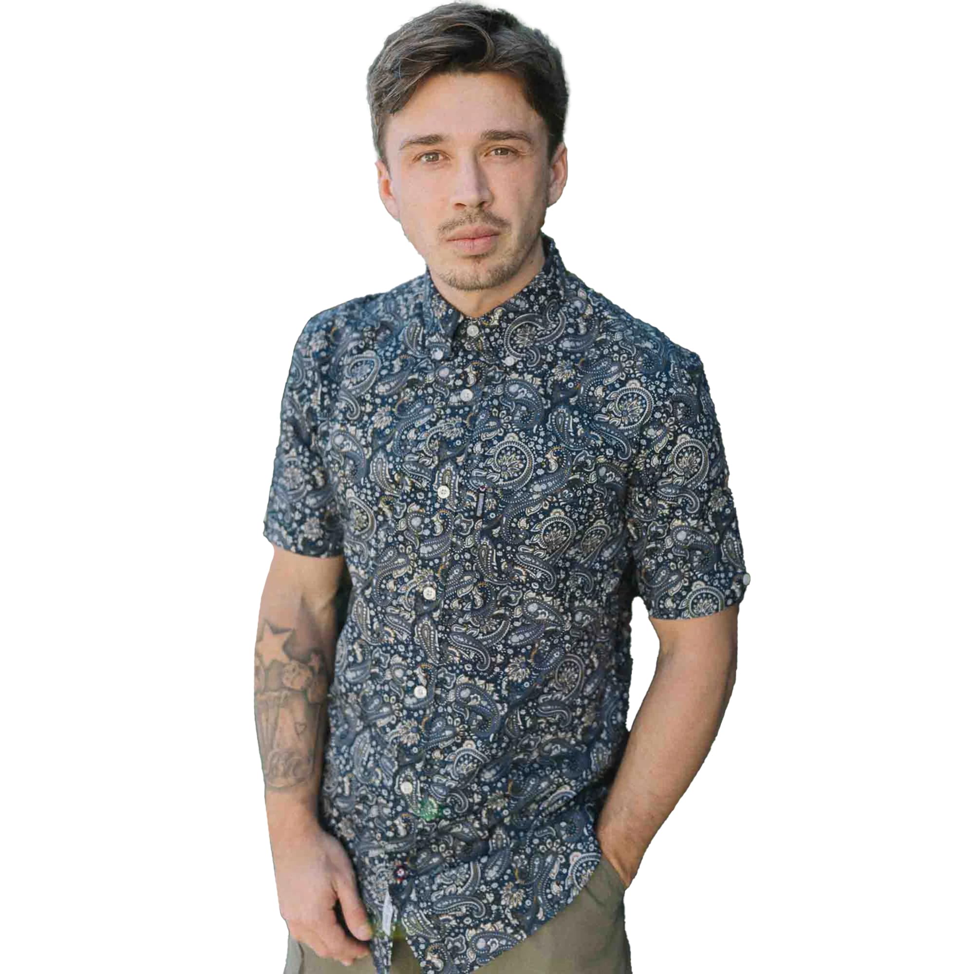 Lambretta Camicie button down a maniche corte Paisley da uomo