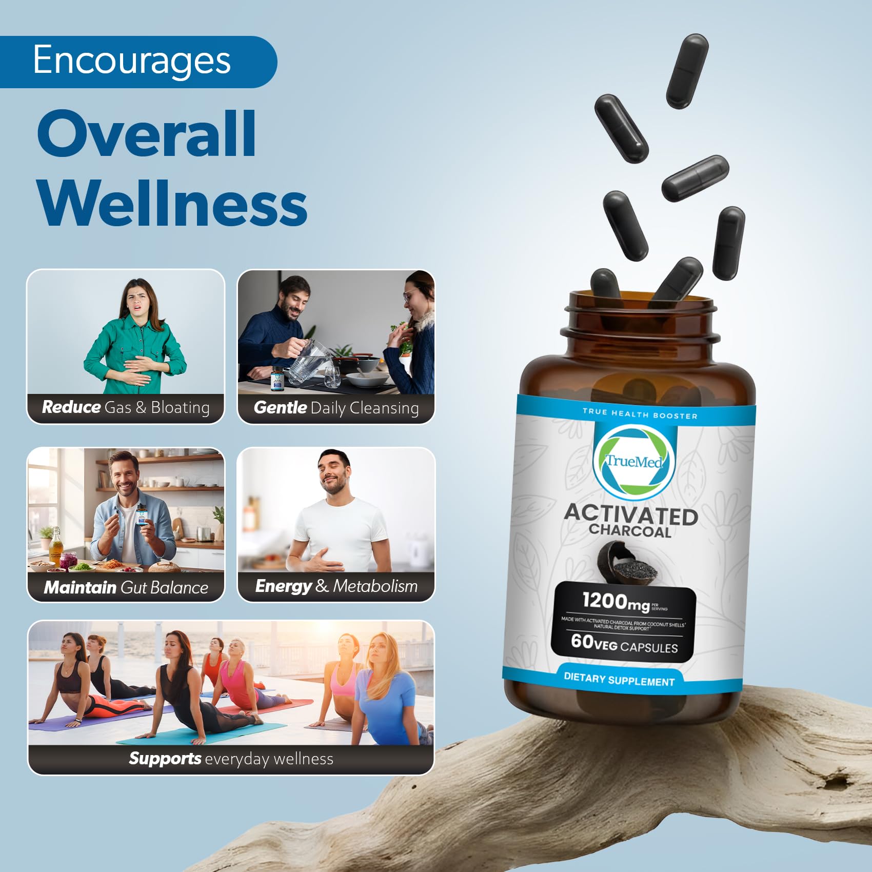 Activated Charcoal Capsules 1200mg, Support Digestive Comfort, 60 Capsules — Amazon image 8