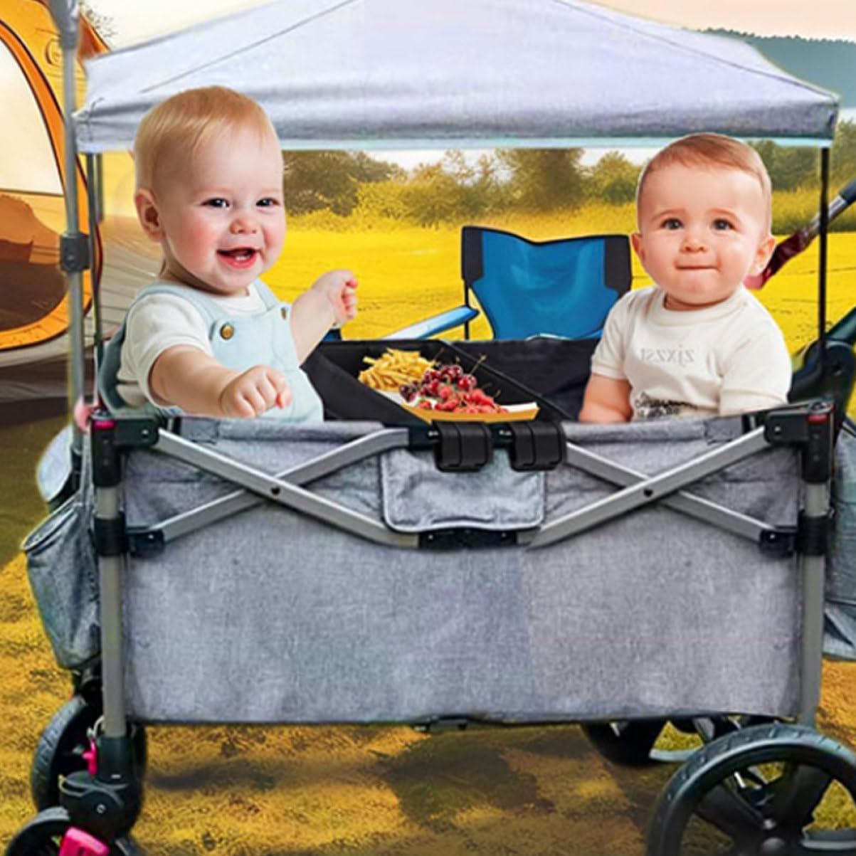 Abaodam Vassoio Porta Snack Per Passeggino Accessorio Per Tazza Da Passeggino Attacco Porta Telefono Nero