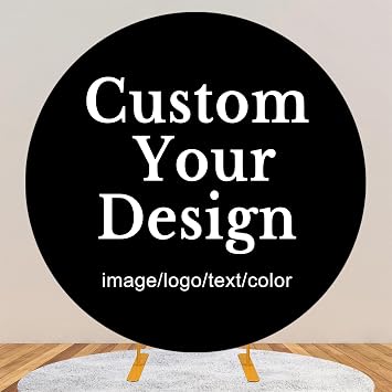 BELECO 7.5ft Custom Round Backdrop Personalized Circle Backdrop Cover Customized Your Image Logo Text Design Background Picture Birthday Baby Shower Wedding Party Decorations Photoshoot Studio Props