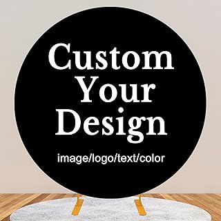 BELECO 5ft Custom Round Backdrop Personalized Circle Backdrop Cover Customized Your Image Logo Text Design Background Picture Birthday Baby Shower Wedding Party Decorations Photoshoot Studio Props