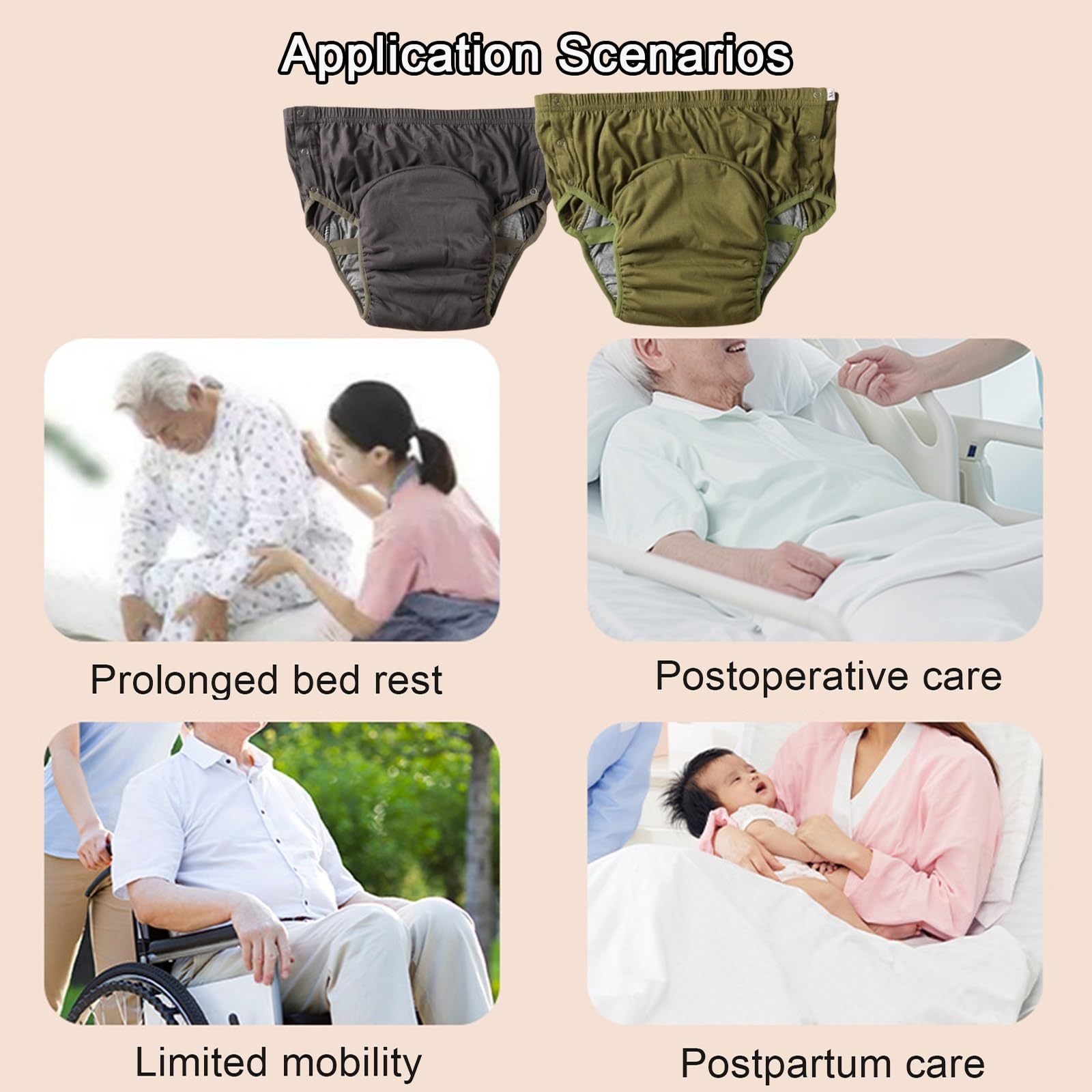 Confezione da 2 Pannolini per Adulti,Mutande Lavabili per Incontinenza | Pannolino di Stoffa per Adulti Riutilizzabili di Buon Assorbimento Impermeabili Mutandine per Incontinenza(3XL)
