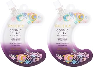 Pacifica Cosmic Clay Face Mask, Deep Cleansing Pore-Minimizer Clay Mask for Blemishes & Oily Skin, Skin-Balancing Detox Facial with Hemp, Acai & Orange Oil, Clean Beauty Vegan, 1.18 oz (Pack of 2)