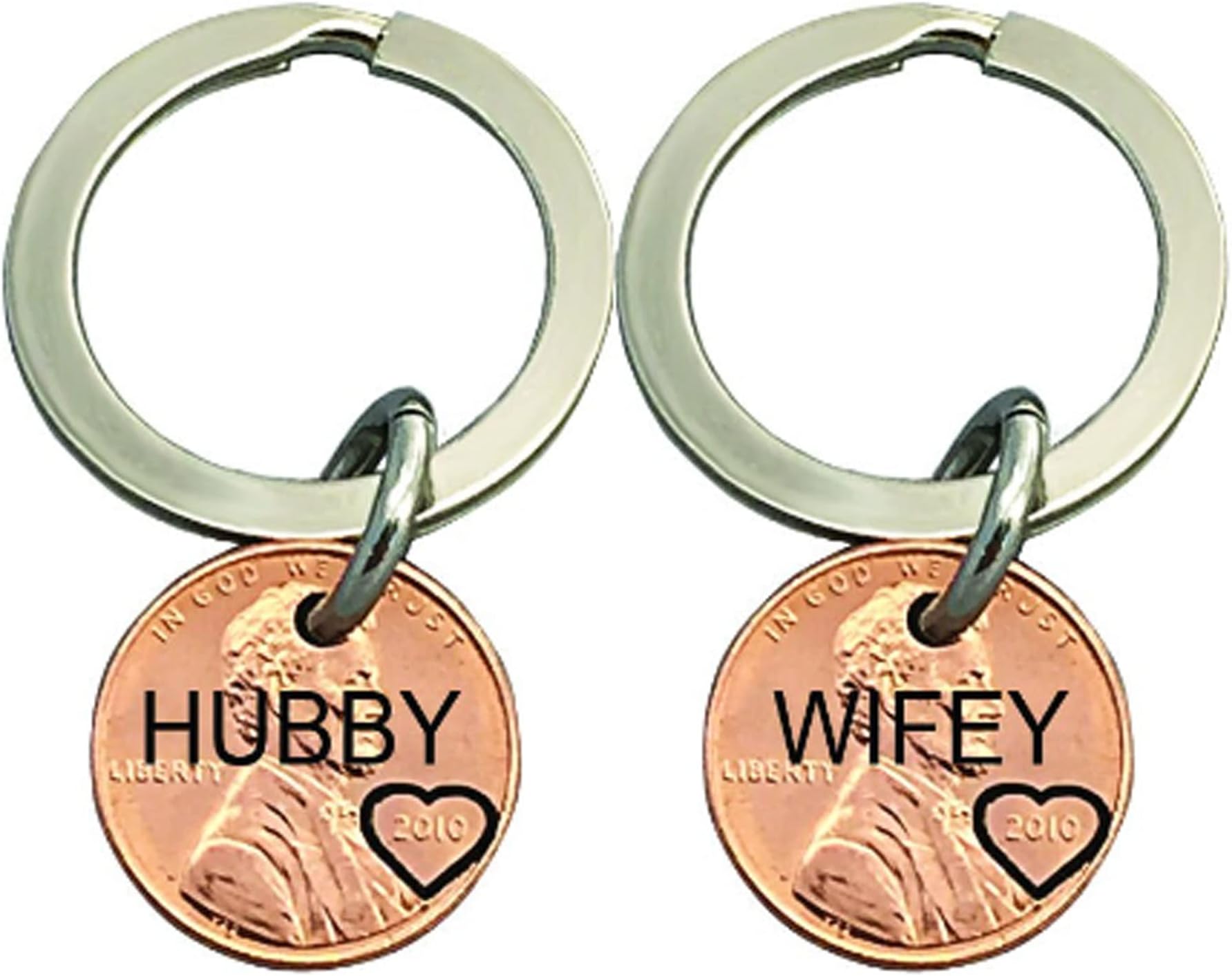 2 Personalized Key chain - Couples Hand Stamped Penny - Hand Stamped - - Gifts for Couples - Husband Gift - Wife Gift - Lucky to have you - Penny Keychain