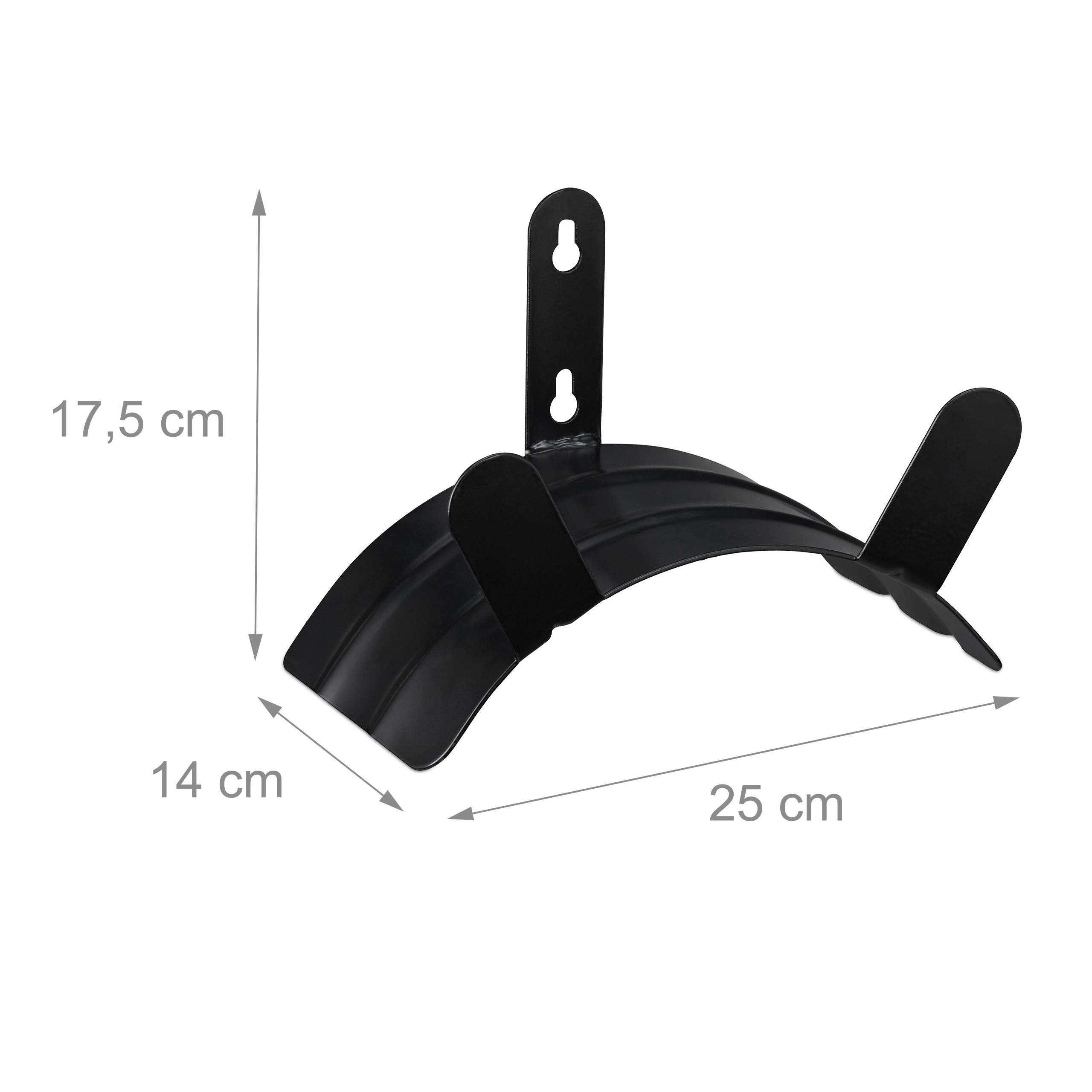 Relaxdays Soporte Mangueras, Montaje de Pared, para 45 m y 5/8", Cuelgamangueras y Cables Acero, Portamangueras, Negro