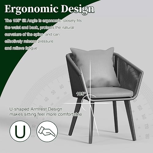 Miniatura 5 de Astomi Juego de muebles de patio al aire libre juegos de comedor de patio de 9 piezas, mesa de patio al aire libre y sillas para todo tipo de clima,