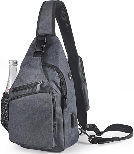 Bolso bandolera  Mochila de hombro, bolsas de pecho, mochila cruzada para mujeres y hombres con puerto de carga USB