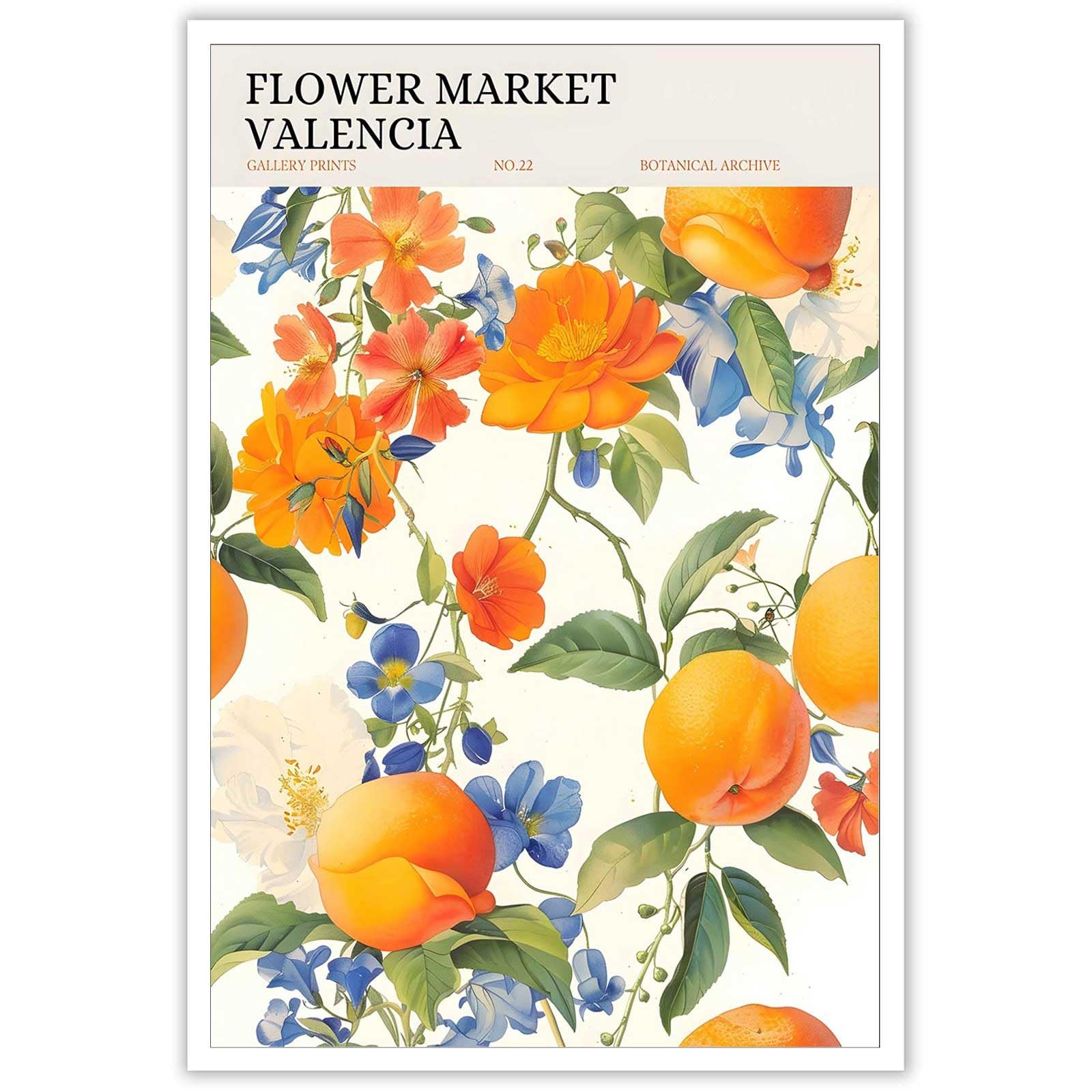 Valencia Flower Market Poster Floral Canvas Wall Art Gallery Art Aesthetic Prints Painting For Home Living Room Bedroom Gallery Wall Decor 24x36in