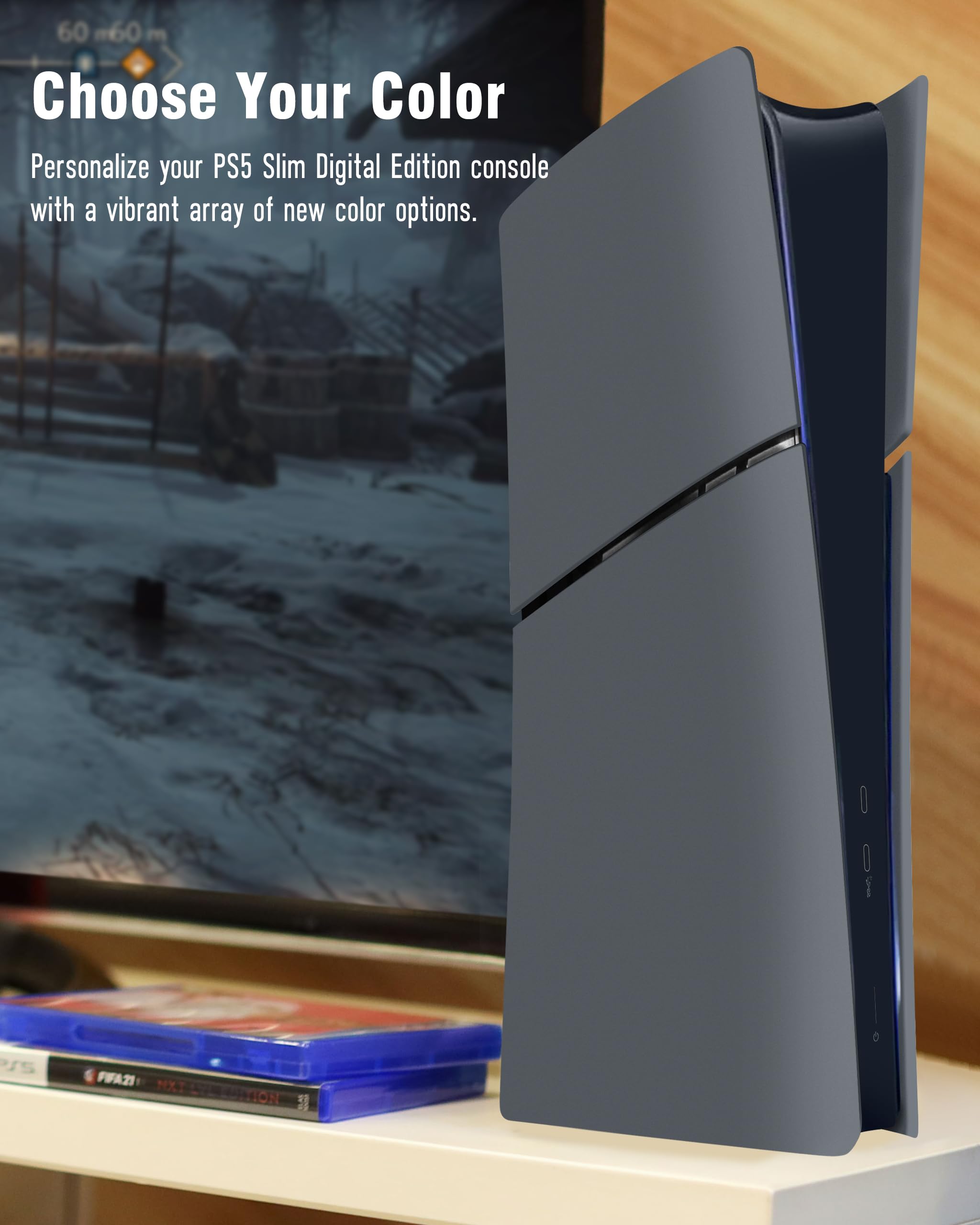 Joso Placa frontal para PS5 Slim Digital Edition, antiarañazos, carcasa de repuesto a prueba de polvo, cubierta de piel apta para PS5 Slim Console, placas para PS5 Slim accesorios, fácil instalación