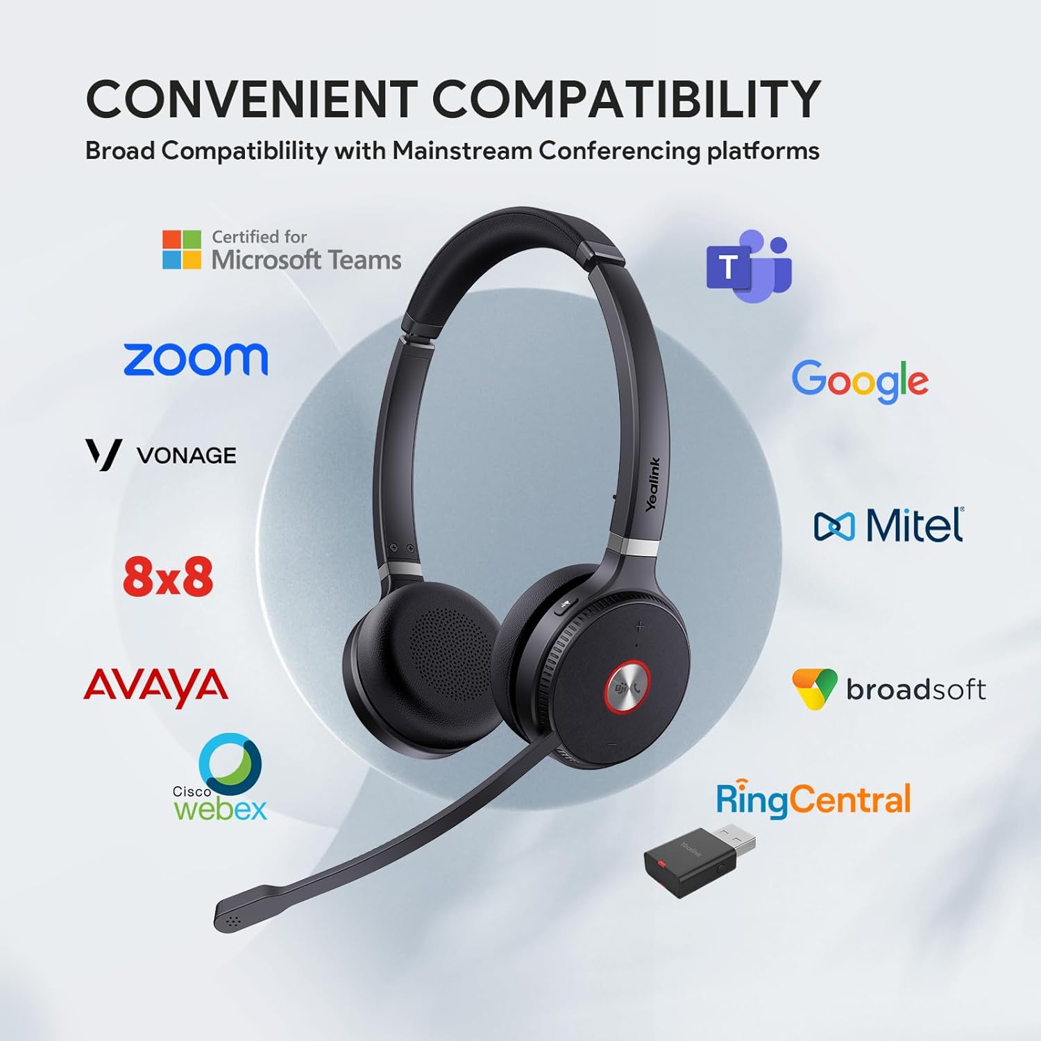 WH62 Dual Portable +WH62 Mono DECT Wireless Headset,525 ft Range Office Headset with Ringer