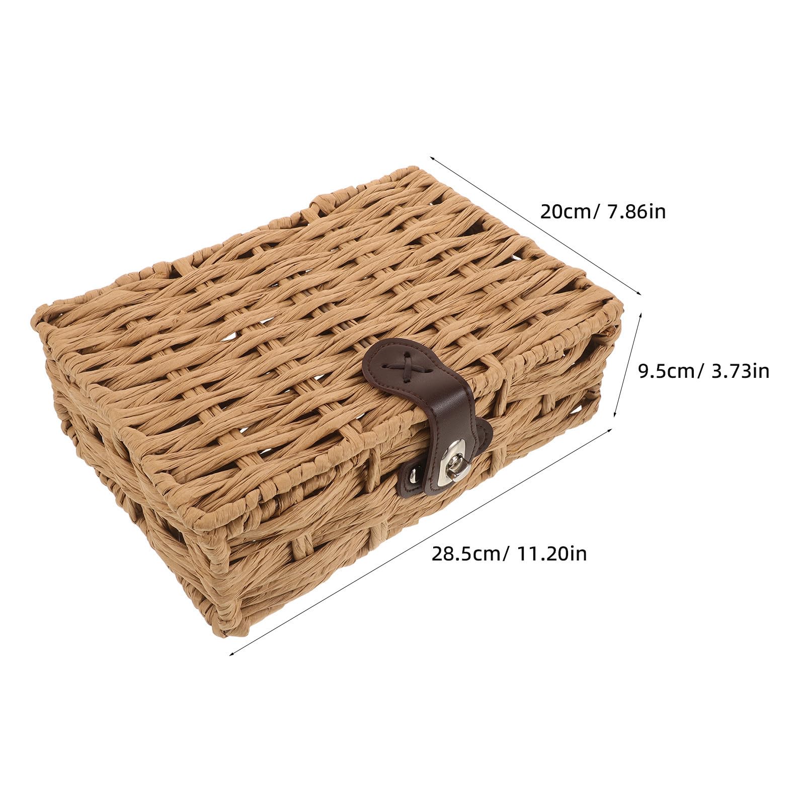 Caja de Almacenamiento Tejida con Tapa, Pequeña, Apilable y Portátil
