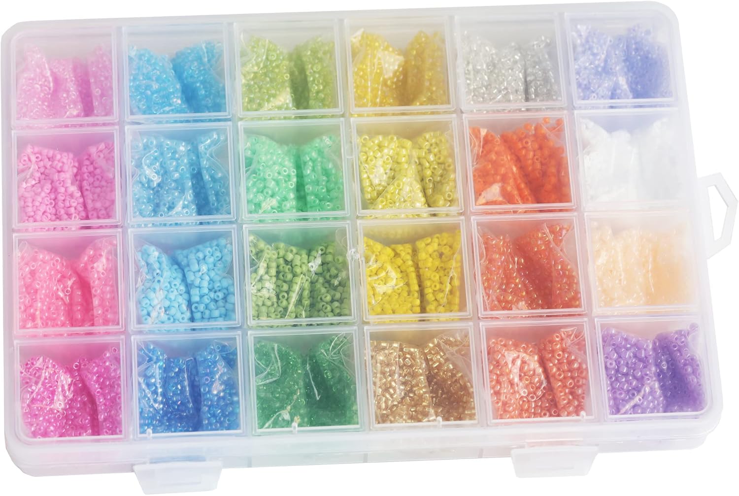 Size 2mm Glass Seed Beads 48 Colors Total About 38400pcs,12/0 Small Seed Beads Kit Bracelet Beads with 24-Grid Storage Box for Jewelry Making - Image 5
