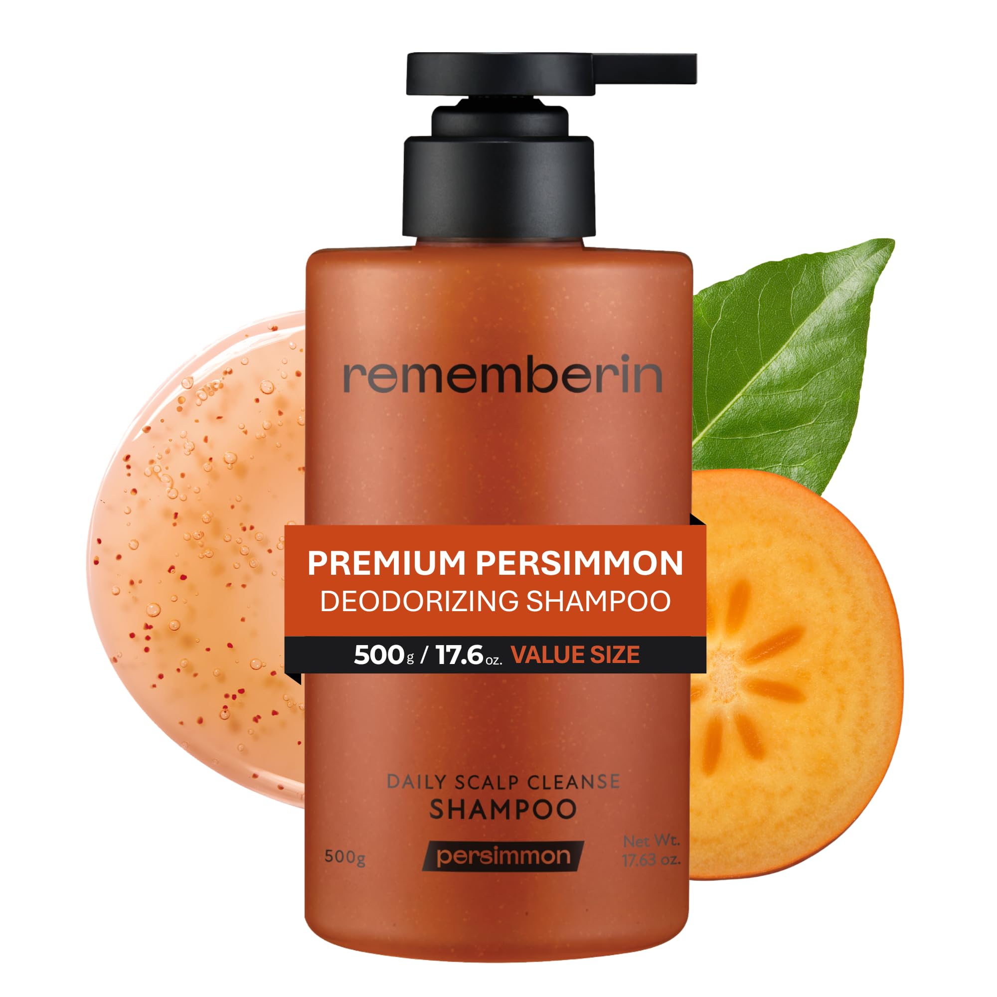Korean Persimmon Shampoo for Scalp Odor & Dandruff, Salicylic Acid & Biotin