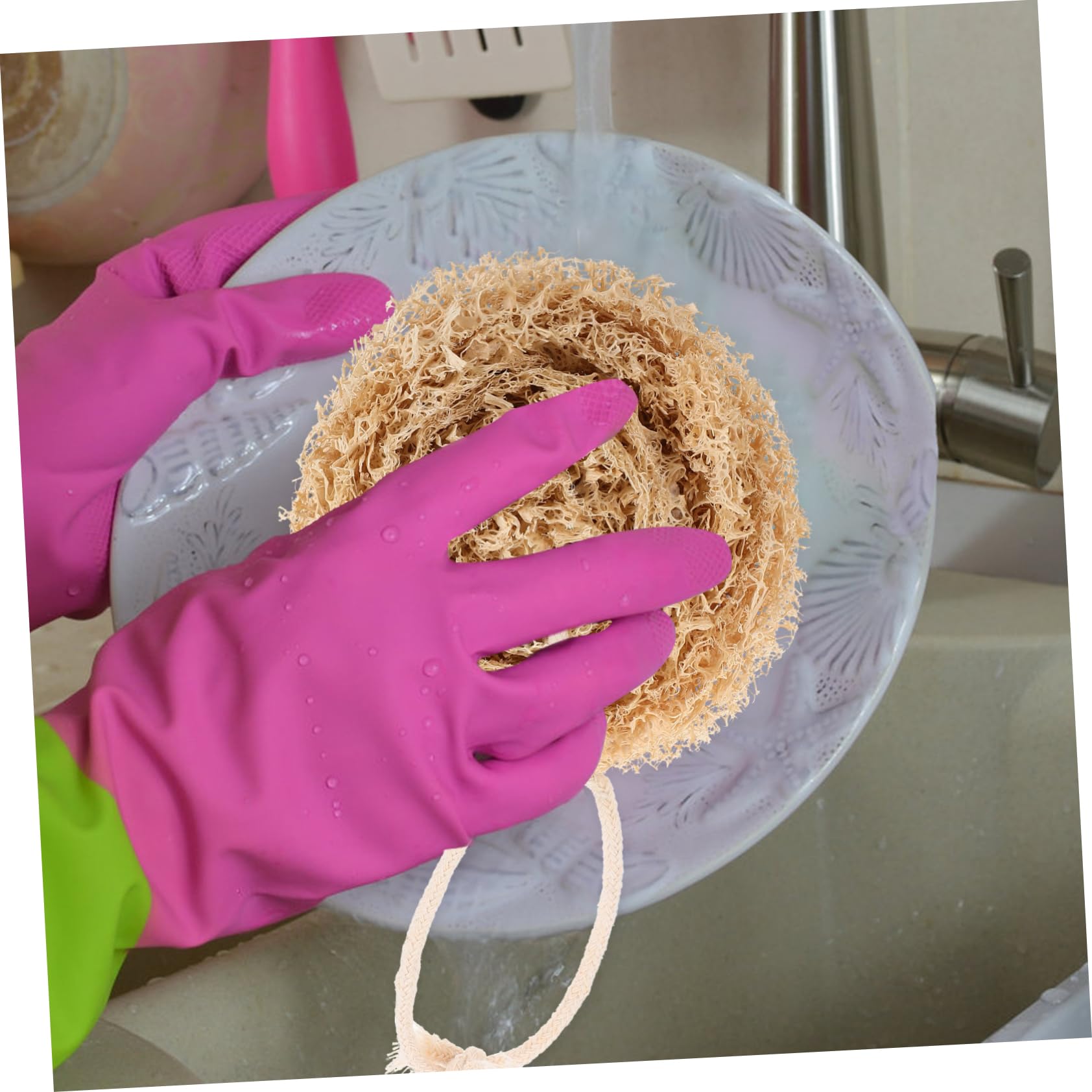 Baluue 16piezas Esponjas De Loofah Natural para Lavado De Platos para Limpieza De Cocina Eco-amigables Olores Suaves y Efectivas para Grasa y Suciedad