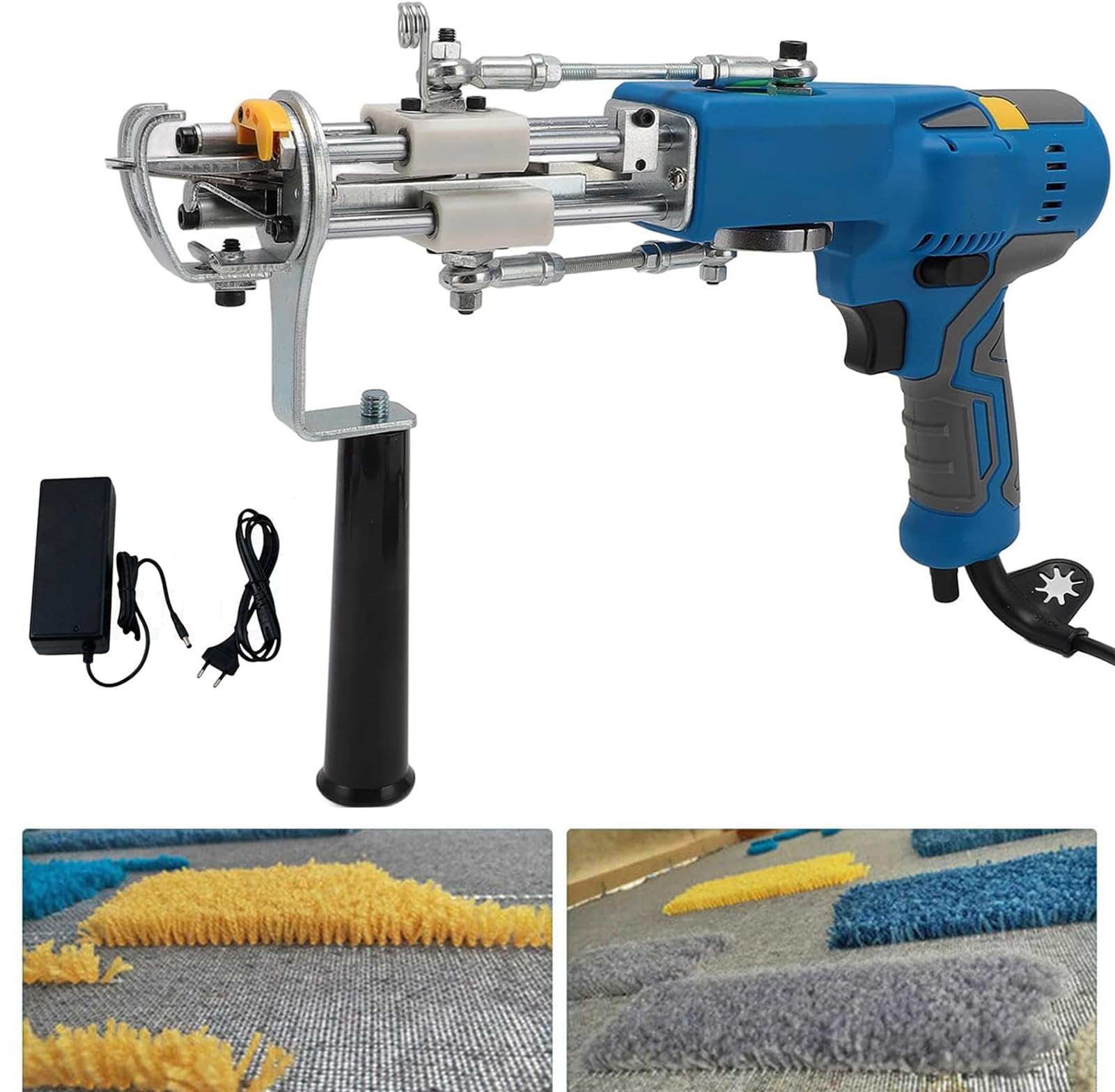 JIMINHUIXIN 2-in-1 Rug Tufting Gun and Tufting Shears, Electric Carpet Weaving Tool with Digital Display, Adjustable 1000-6000 RPM, Front LED Light, Safety Protection for Home DIY