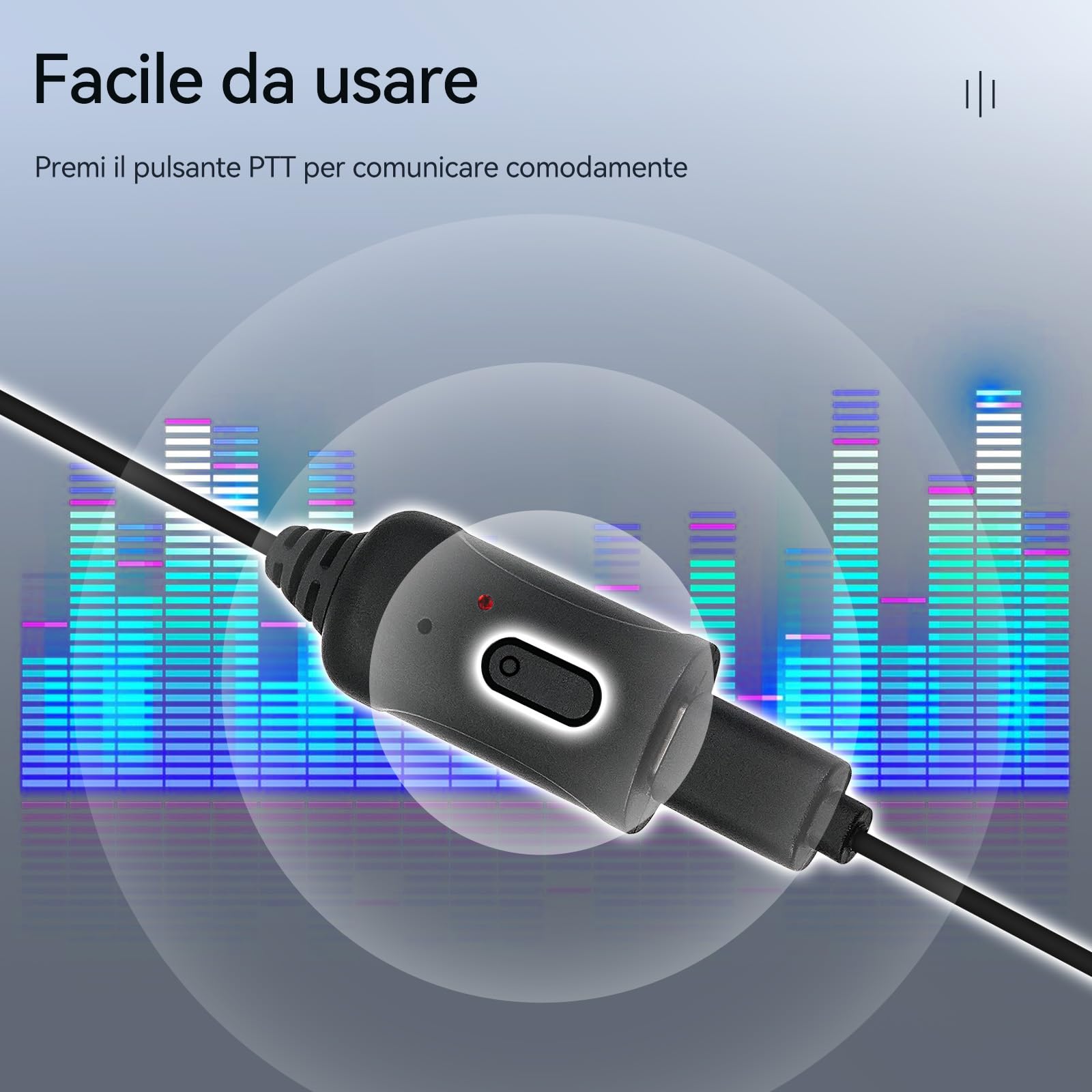 Retevis Cancellazione Attiva Del Rumore Walkie Talkie Auricolare, 2 Pin Cuffie Radio con PTT, Auricolari Walkie Talkie Compatibile con Kenwood Radio Bidirezionale RT24 RT668 RT27 RT622 (1pcs)