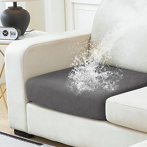 NAISI Fundas de cojín impermeables de tela de terciopelo grueso lavable, 1 pieza, fundas individuales para sofá modular con parte inferior elástica
