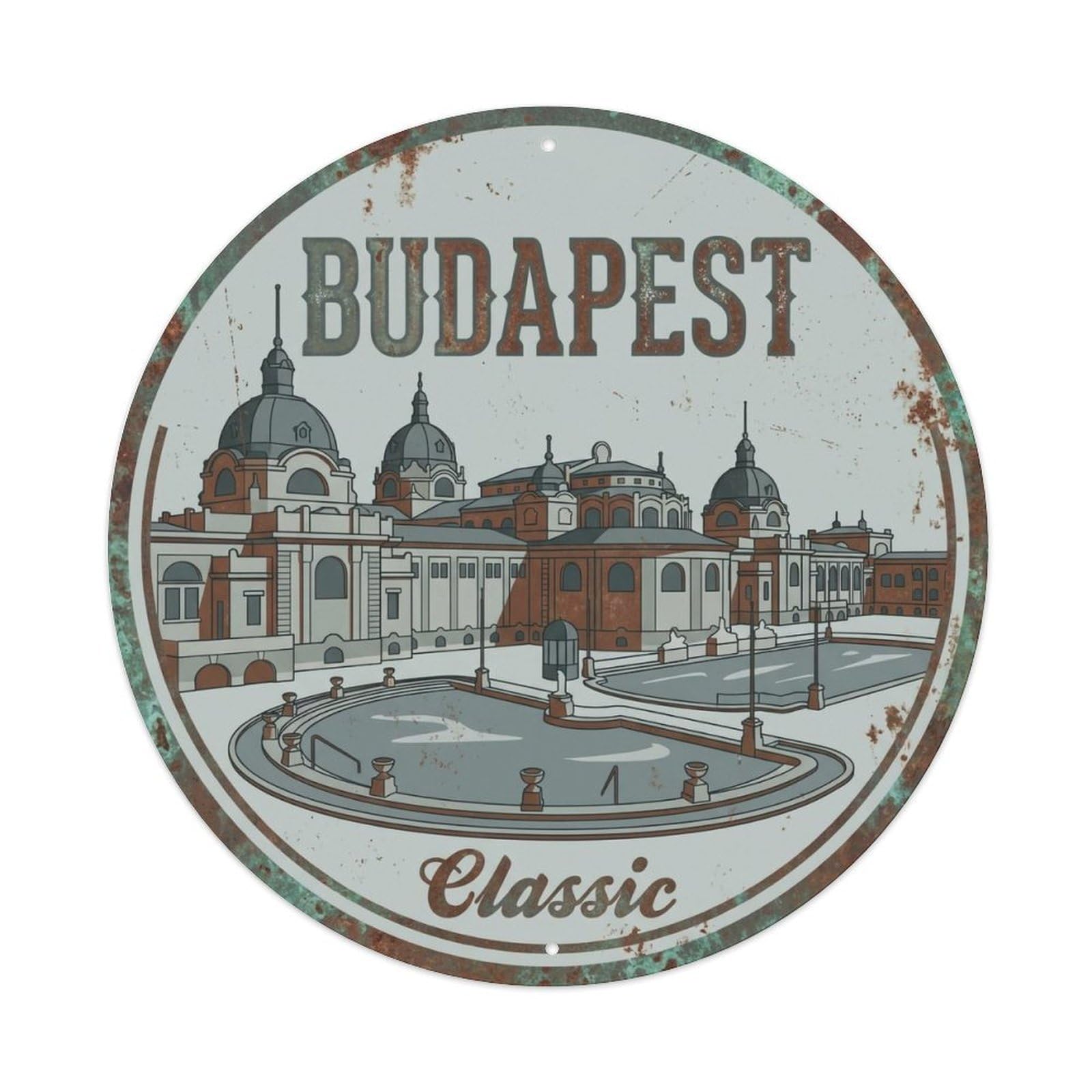 Vintage Travel Budapest Hungary Classic Metal Tin Sign