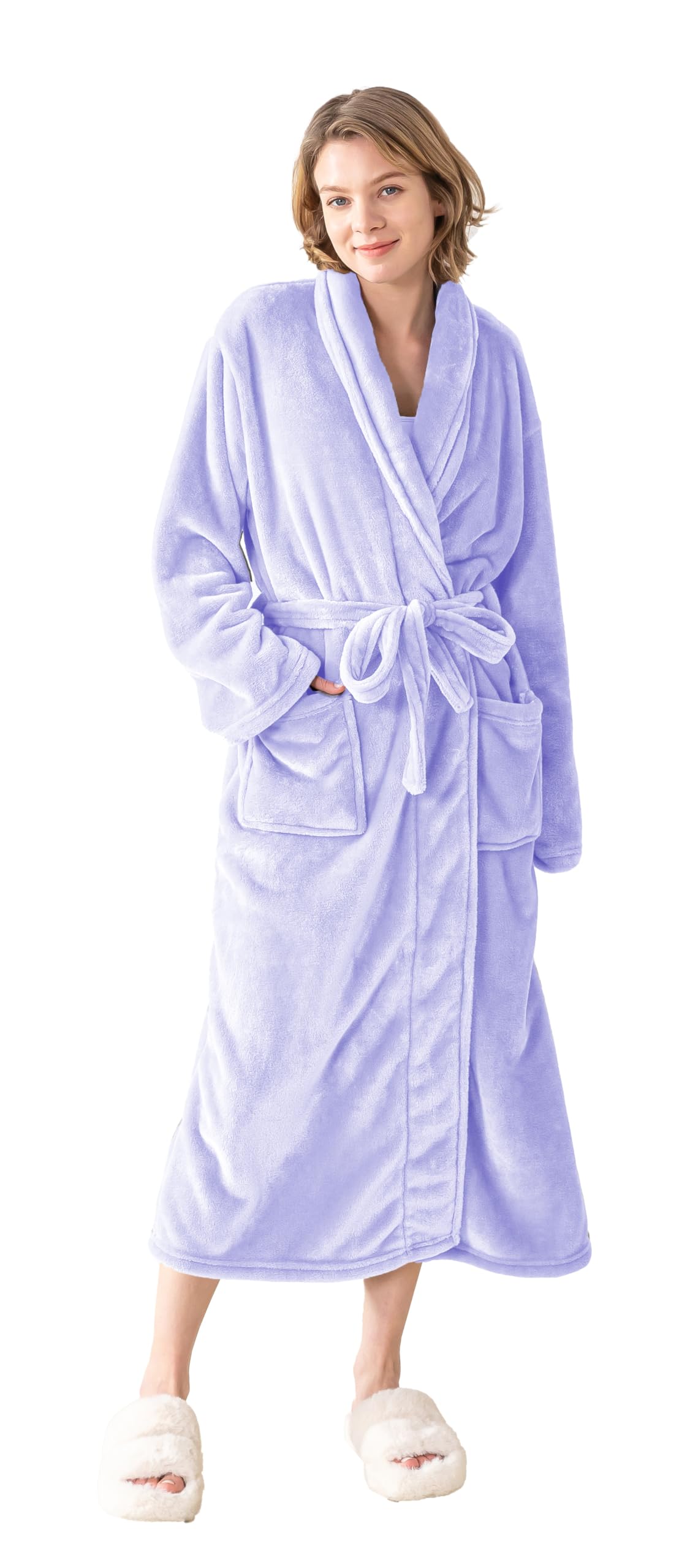 KORBLISS Robes for Women – Premium Plush Fleece Long Bathrobe for Women with Shawl Collar, Soft Warm Womens Robe